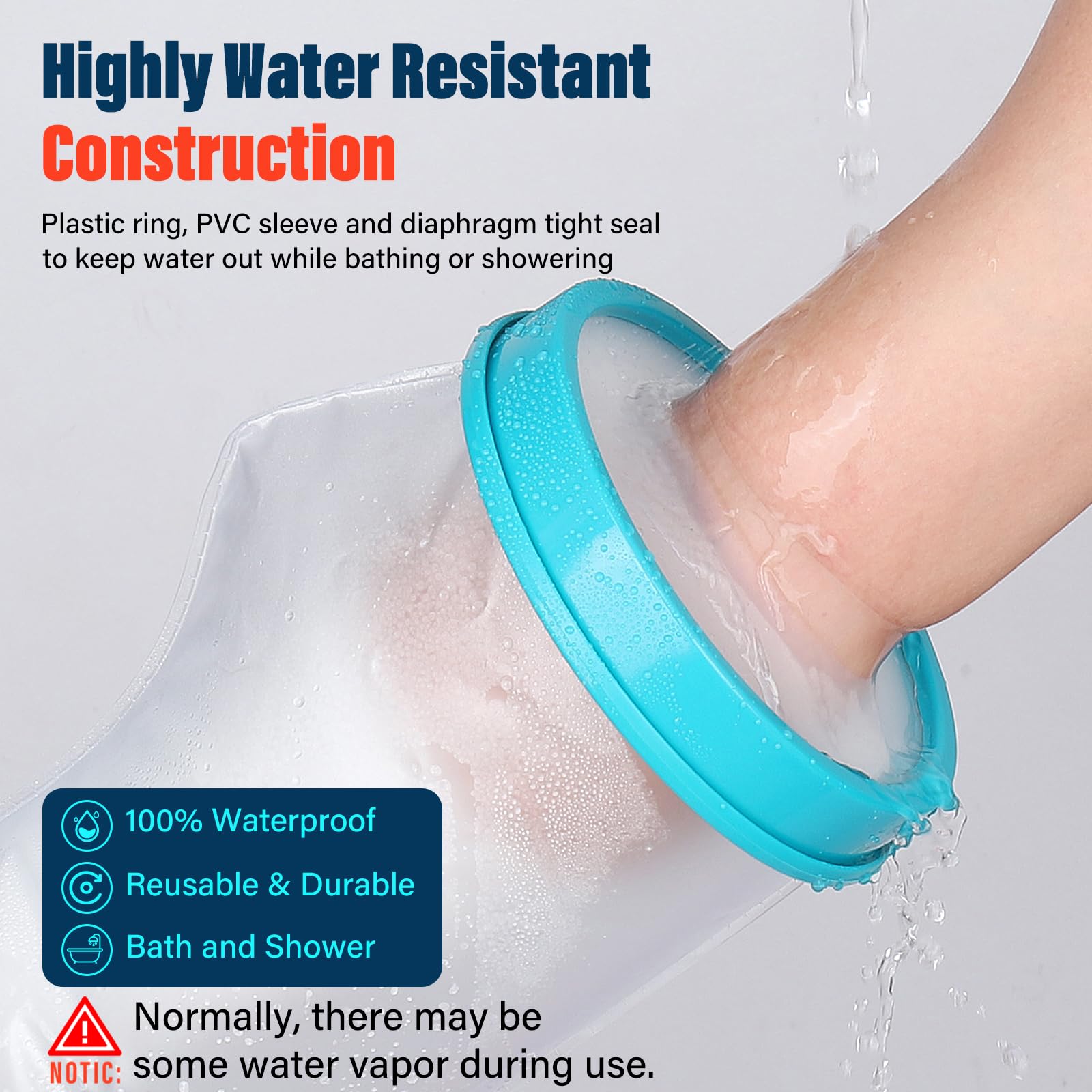 Waterproof Cast Covers for Shower Arm Adult Cast Cover Protector Shower Bag to Keep Wounds Dry for Arm, Hands, Wrists, Elbow, Fingers [2025 New Reusable]