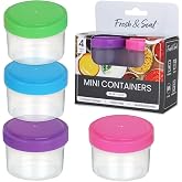 MosJos Condiment Containers with Screw Lids (4-Piece) - Reusable Leakproof Salad Dressing Containers to go - Small Mini Food Storage Cups for Lunch, Dishwasher Friendly, 1.4-Ounce