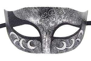 Seglorwy Masquerade Mask for Men Vintage Venetian Mardi Gras Halloween Christmas Party Masks(Antique Silver)