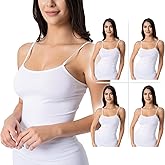 Boca Rosa Basic Seamless Camisole - Women's Stretchy Nylon Span Tanks (US, Alpha, One Size, Regular, Regular, 4, White)