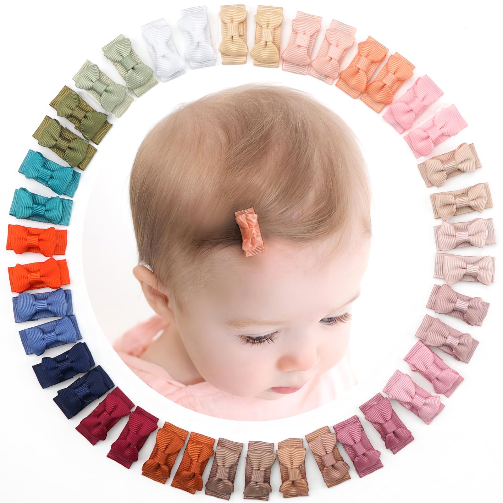 JOYOYO 40 Pcs Baby Hair Clips Mini Snap Clips Pastel Colors Hair Bows for Baby Girls Non-slip Safe Clips, Small Size 1.1 Inch Especially Fit for Newborn Baby Fine Hair