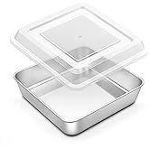 Onader 8x8 Inch Square Cake Baking Pan with Lid, Stainless Steel Brownie Lasagna Pan