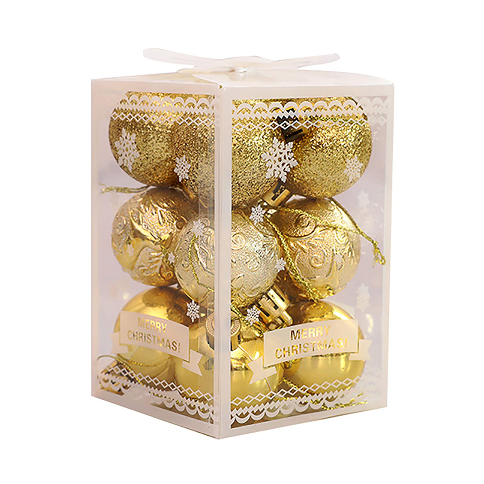 Wyi 24pcs 4CM Christmas Ball Ornament Baubles - Shatterproof Christmas Balls for Xmas Tree Hanging Decorations - Gold