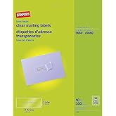 Staples Laser/Inkjet Address Labels, 1" x 2 5/8", Clear, 30 Labels/Sheet, 10 Sheets/Pack, 300 Labels/Box (ST18086-CC)