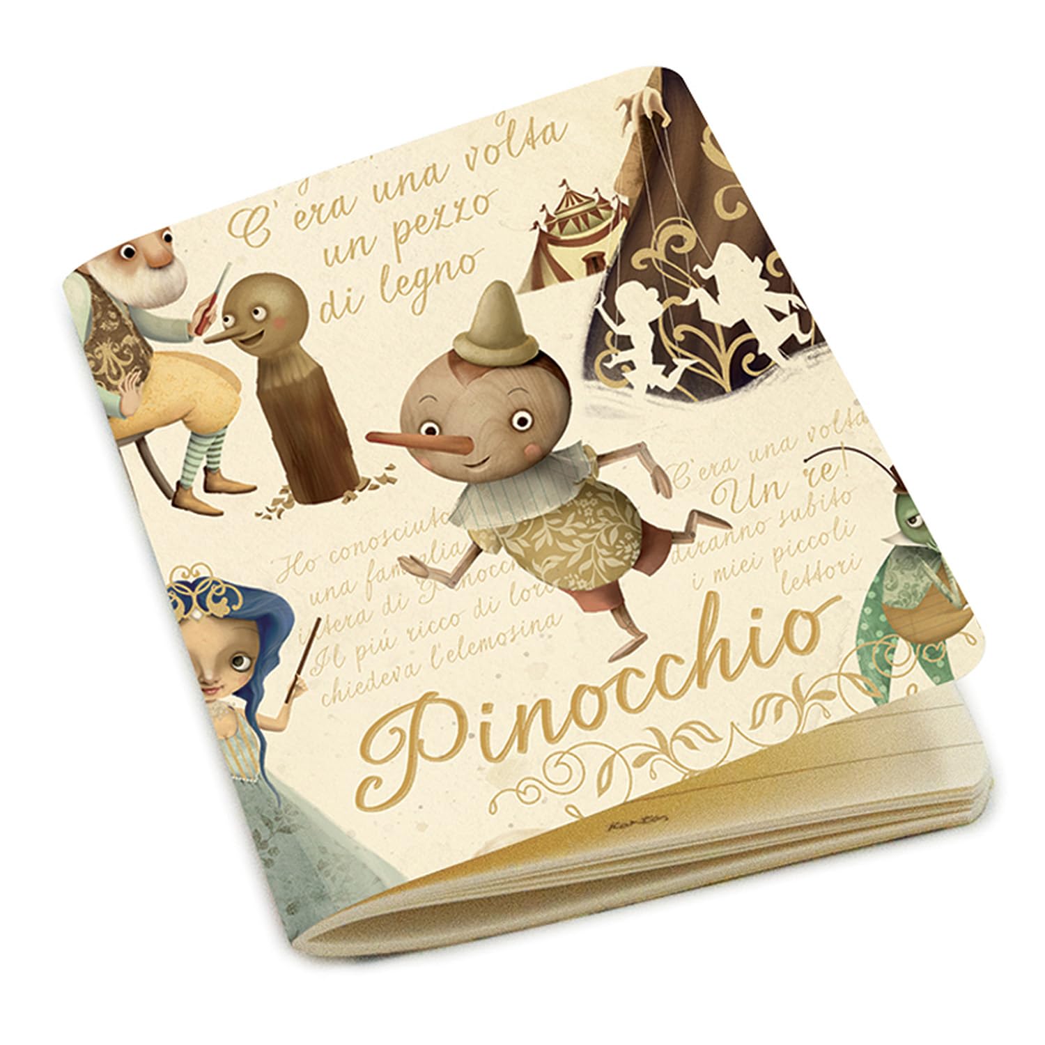 Magicamente Carta Set of 6 Notebooks, A6, 10.5 x 14.8 cm, Notebook, 64 Pages of 80 g, Neutral Sheets, Gold Powder Decoration, Binding with Metallic Stitch