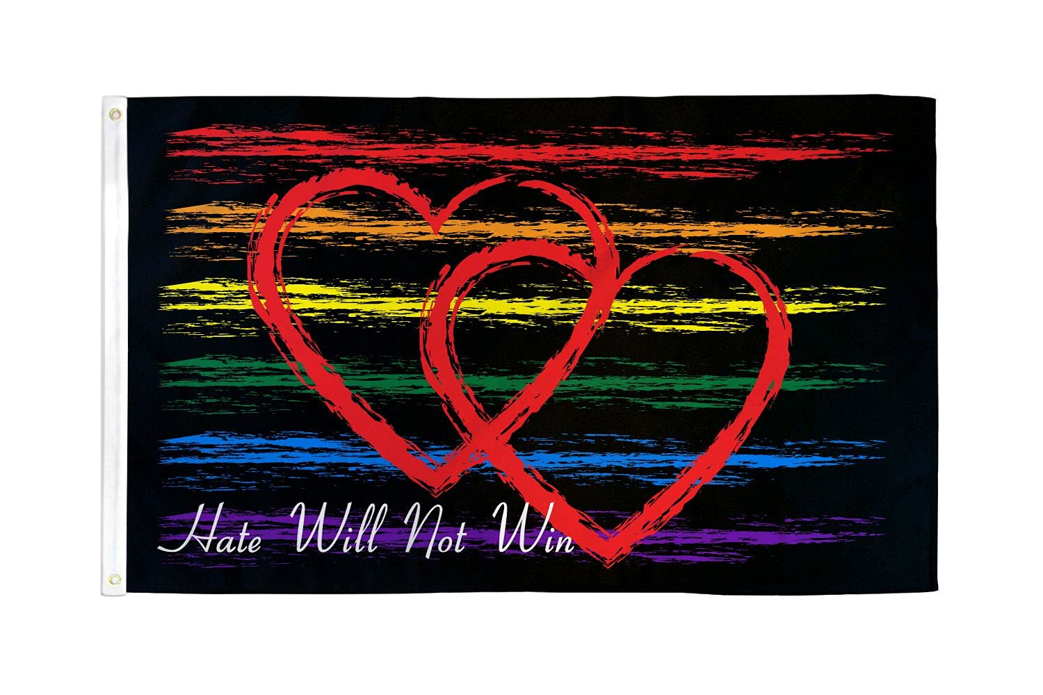 AZ FLAG - Rainbow Hate Will Not Win Flag - 3x5 Ft - 100D Polyester More Love Less Hate Banner with Two Metal Grommets - Fade Resistant - Vivid Colors - 3' x 5' Feet - 150x90 Cm