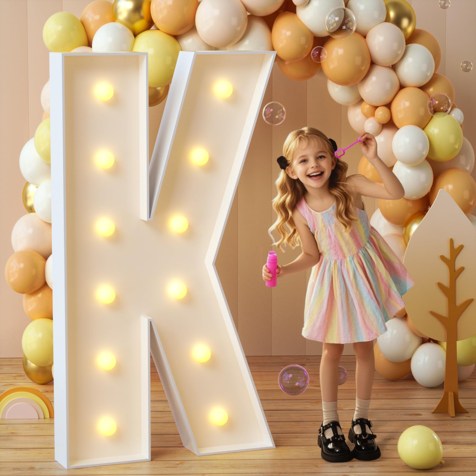 Photo 1 of imprsv Marquee Light Up Letters, 4FT Mosaic Letters with Light for Baby Shower Graduation Party Decor, Large K for Engagement Wedding Party Decorations (Need to Assemble)