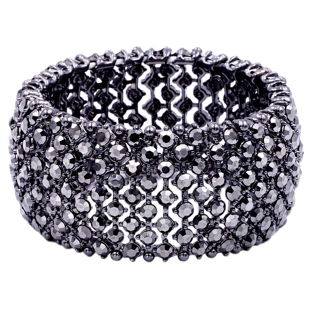 Lavencious Tennis Rhinestone Stretch Bracelets Adjustable Jewelry Party for Woman Bangle (Hematite) — image 1