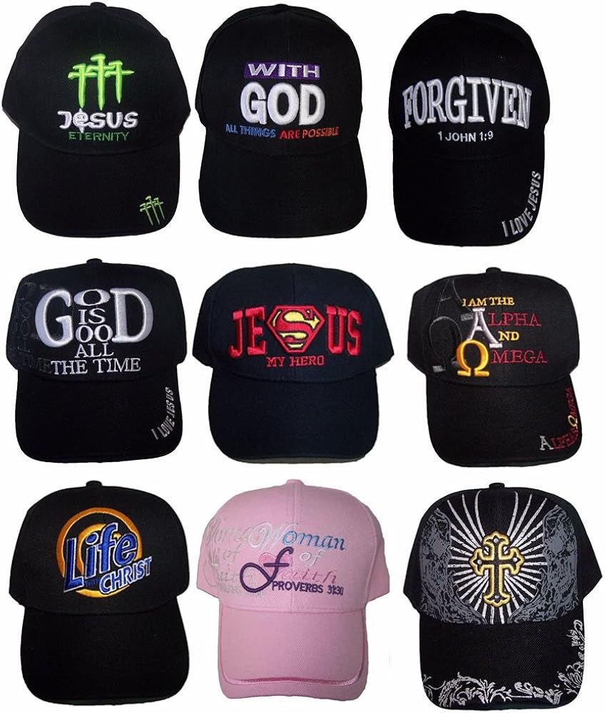 Christian Baseball Caps Hats Embroidered Assorted Messages 6 Pc Lot