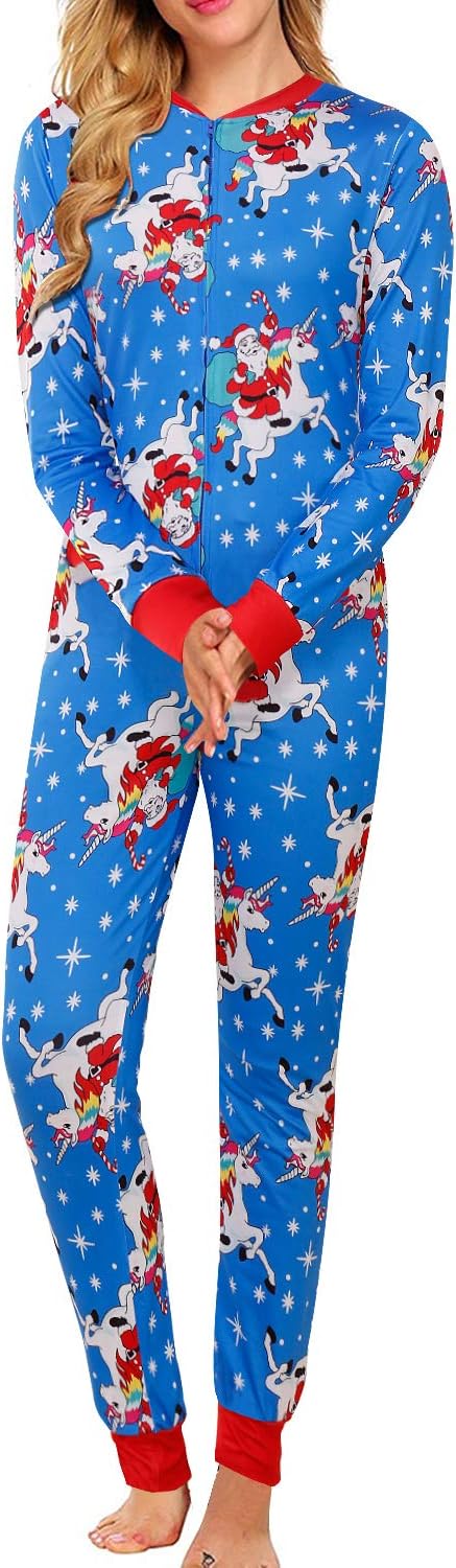 BONESUN Women's Printed Pajamas Adult Onesies Sleepwear Long Sleeve Jumpsuits Loungewear