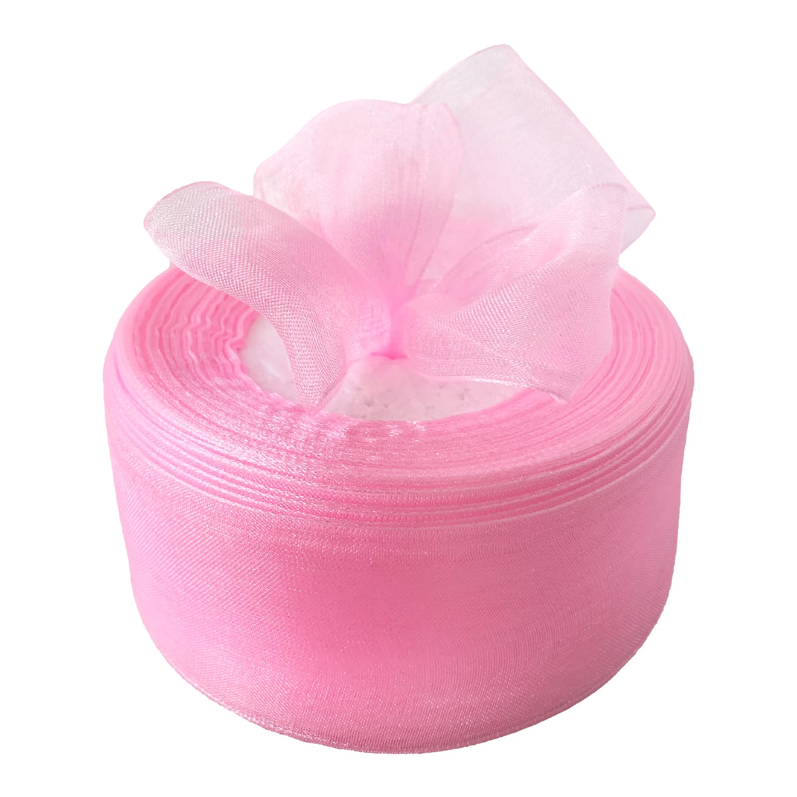 Bealif Pink Organza Ribbon 40mm, 45M Pink Chiffon Ribbon Sheer Hair Ribbons Gift Wrap for Gift Wrapping, DIY Sewing Project, Florist Flower, Wedding Valentine's Day Anniversary Decoration