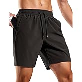 MIER Men's Workout Running Shorts 7 Inch Lightweight Athletic with Zipper Pockets No Liner Quick-Dry Gym Active Shorts