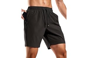 MIER Men's Workout Running Shorts 7 Inch Lightweight Athletic with Zipper Pockets No Liner Quick-Dry Gym Active Shorts