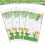 PIXHOTUL Jungle Safari Tablecloths 4 Pack 130 x 220cm Plastic Kids Party view 3