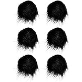 M METERXITY 6-Pack Faux Fur Pom Poms, 1.2 Inch/ 3.1 cm Soft Fluffy Pompoms Balls with Elastic Loop for Hats/Bags/Keychains/Knitting Accessories/DIY Crafts [Black]