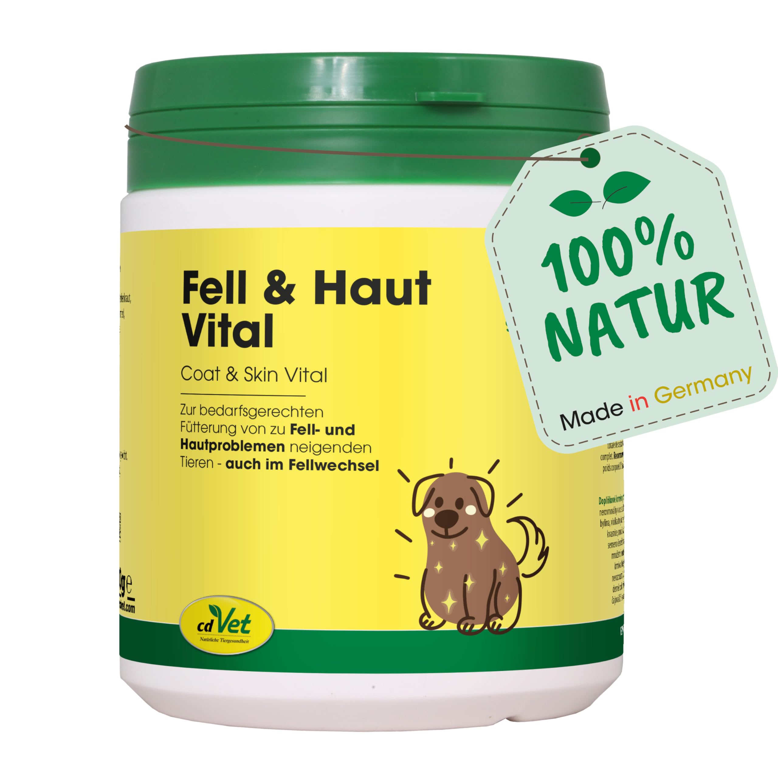 cdVet Naturprodukte Fell & Haut Vital Hund & Katze 400 g - Dog, cat - Complementary feed - coat + skin problems - coat change - organism support - hair rupture - dandruff - hair loss -