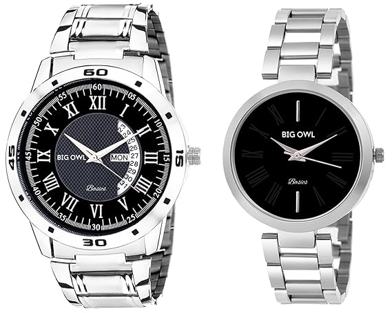 Mens and Womens Multicolour Analogue Wrist Watch Couple Combo