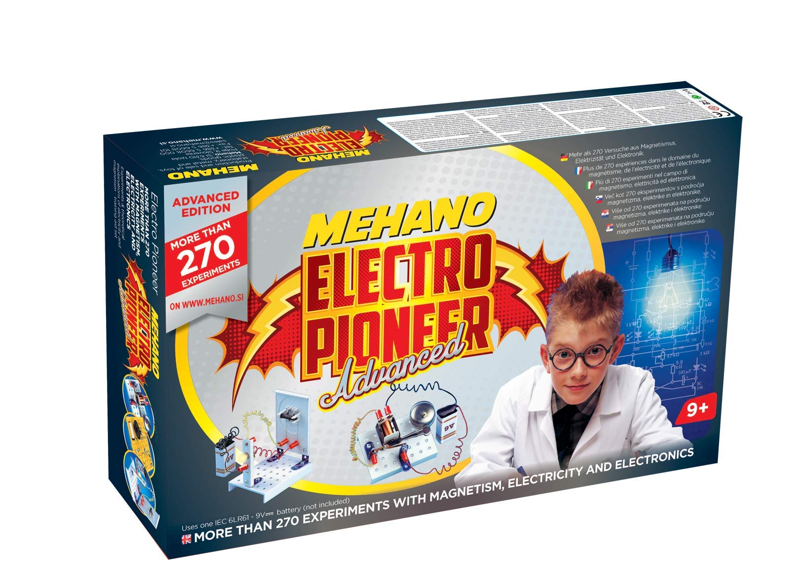 Mehano ELECTRO PIONEER ADVANCED E185, 270 Educational Experiments for Children Aged 9 and Above, Unisex, STEM Learning, Physics Theme
