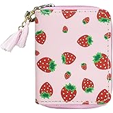 MayeBridge Women Zipper Wallets Cute Strawberry Wallet Purse Zipper Around Wallet PU Leather Purse For Girls Women (Strawberry)