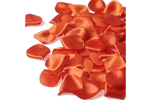 TINGE TIME 300pcs Silk Rose Petals Burnt Orange Heart Flower Petals for Wedding Flower Girl Basket Aisle Scatter Dinner Table Centerpieces Party Confetti Bridal Shower Romantic Night Decoration