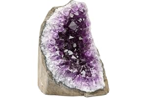 DesertUSA Uruguayan Amethyst Crystal Clusters Cut Base from Basalt Plus, Bonus Mineral Included (1 to 1.5 lbs, Deep Purple Amethyst)