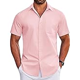COOFANDY Mens Short Sleeve Dress Shirts Wrinkle Free Business Casual Button Down Shirt with Pocket