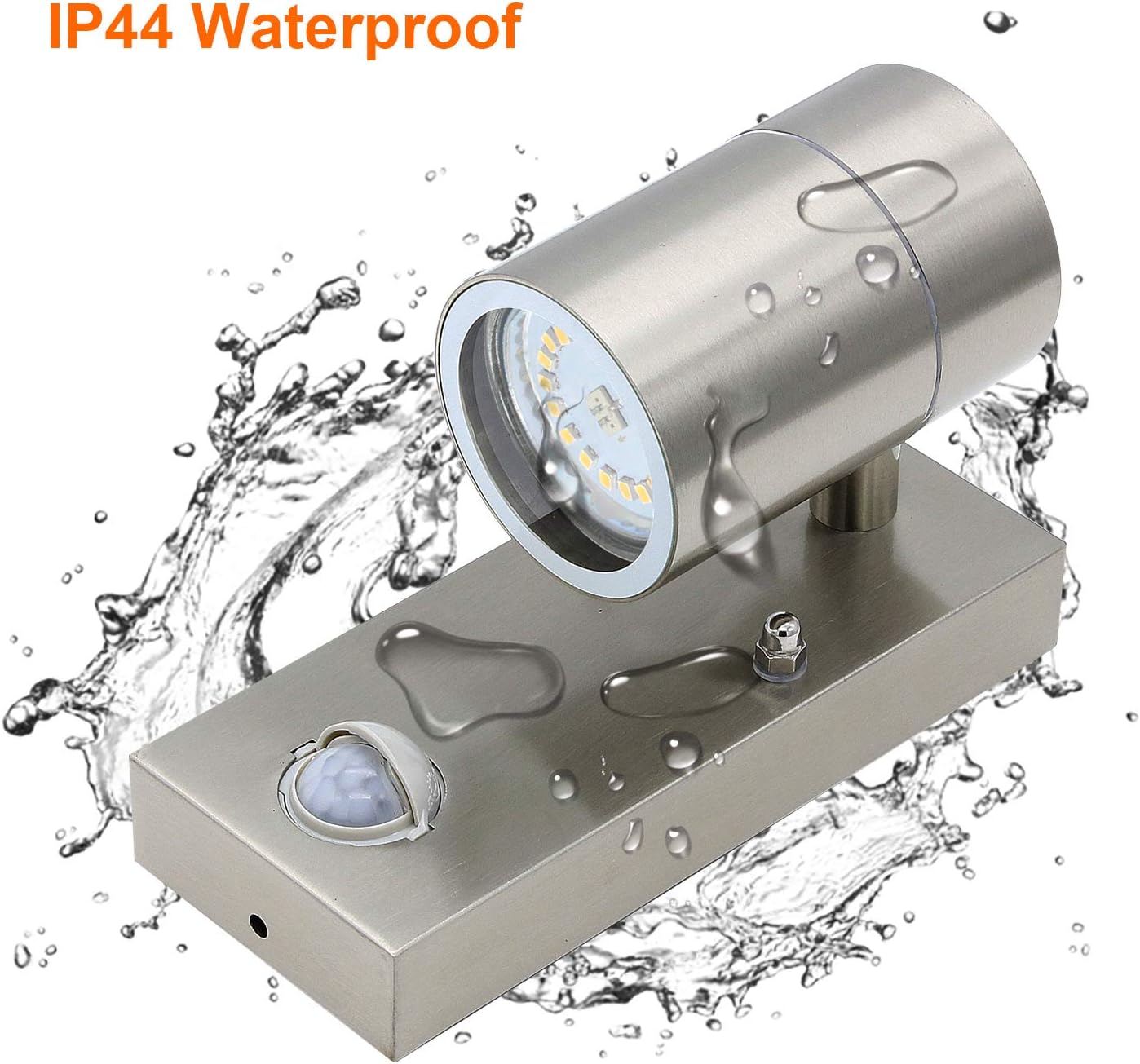 Allesgute Outdoor Wall Lights Mains Powered, Motion Sensor Porch Light, Stainless Steel PIR LED Security Lighting with 3000K GU10 Bulb - Image 5