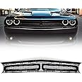 VLINCAR Front Upper Grille Compatible with Dodge Challenger 2015 2016 2017 2018 2019 2020 2021 2022 Matte Black Grill with Black Molding 68262955AD CH1200390