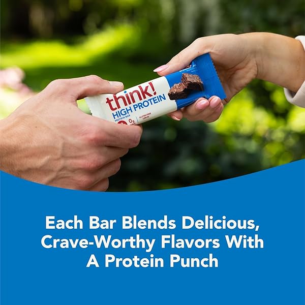 THINK! PROTEIN BARS, HIGH PROTEIN SNACKS, GLUTEN FREE, SUGAR FREE ENERGY BAR WITH WHEY PROTEIN ISOLATE, BROWNIE CRUNCH, NUTRITION BARS WITHOUT ARTIFICIAL SWEETENERS, 2.1 OZ (12 COUNT)