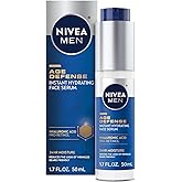 NIVEA MEN Age Defense Instant Hydrating Face Serum for Dry Skin, With Pro-Retinol and Hyaluronic Acid, Facial Serum Helps Reduce Look of Fine Lines and Wrinkles, 1.7 Fl Oz Bottle