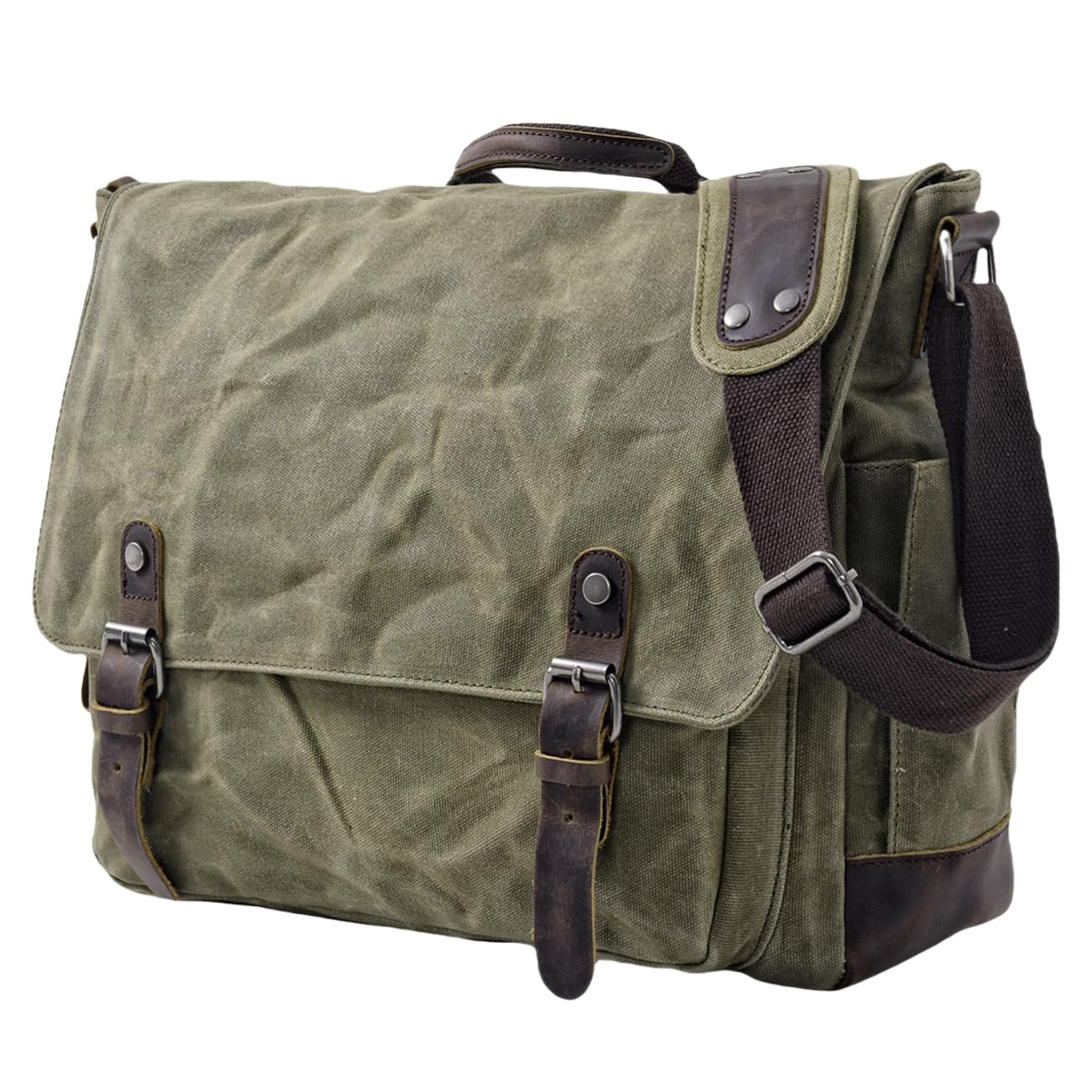 Photo 1 of [Upgraded] Vintage Messenger Bag, 15.6 Inch Laptop Crossbody Shoulder Bags, Heavy Water-resistant Canvas Satchel for Men