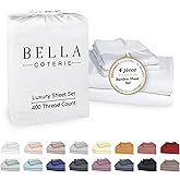 Bella Coterie Luxury Bamboo Viscose Cal King Size Sheet Set | 100% Organically Grown | Ultra Soft | Cooling for Hot Sleepers | 18" Deep Pocket [White]