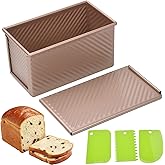Spmarkt Pullman Loaf Pan with Lid, 1Pound Dough Capacity Rectangular Bread Pan, Non-Stick Long Bread Pans for Homemade Bread,