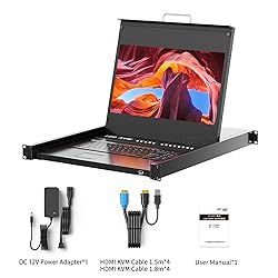 1U Rack Mount KVM Console,Arvitek 17.3" LCD Monitor