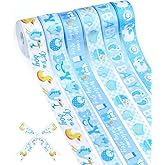 Pineraap 6 Rolls 30 Yards Blue Baby Shower Ribbon, 7/8 inch Baby Boy Craft Ribbon, Blue Elephant Duck Print Grosgrain Ribbons for Gift Wrapping, DIY Crafts, Bow Gender Reveal, Birthday Cake Decor