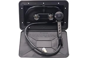 Ambuker RV Exterior Shower Enclosure Kit Lockable System with 2.5 GPM Shower Head and 59-Inch Length Rustproof Hose Portable Outdoor Faucet Replacement for Camper Van Motorhome Trailer(Black)