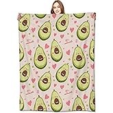 VODRM Cute Avocado Blanket Adorable Fruit with Heart Fun Pink Throw Blankets,Birthday Gifts for Kids,Lightweight Soft Fleece for Sofa Couch Bed Room Travel Modern Decor 50x60in