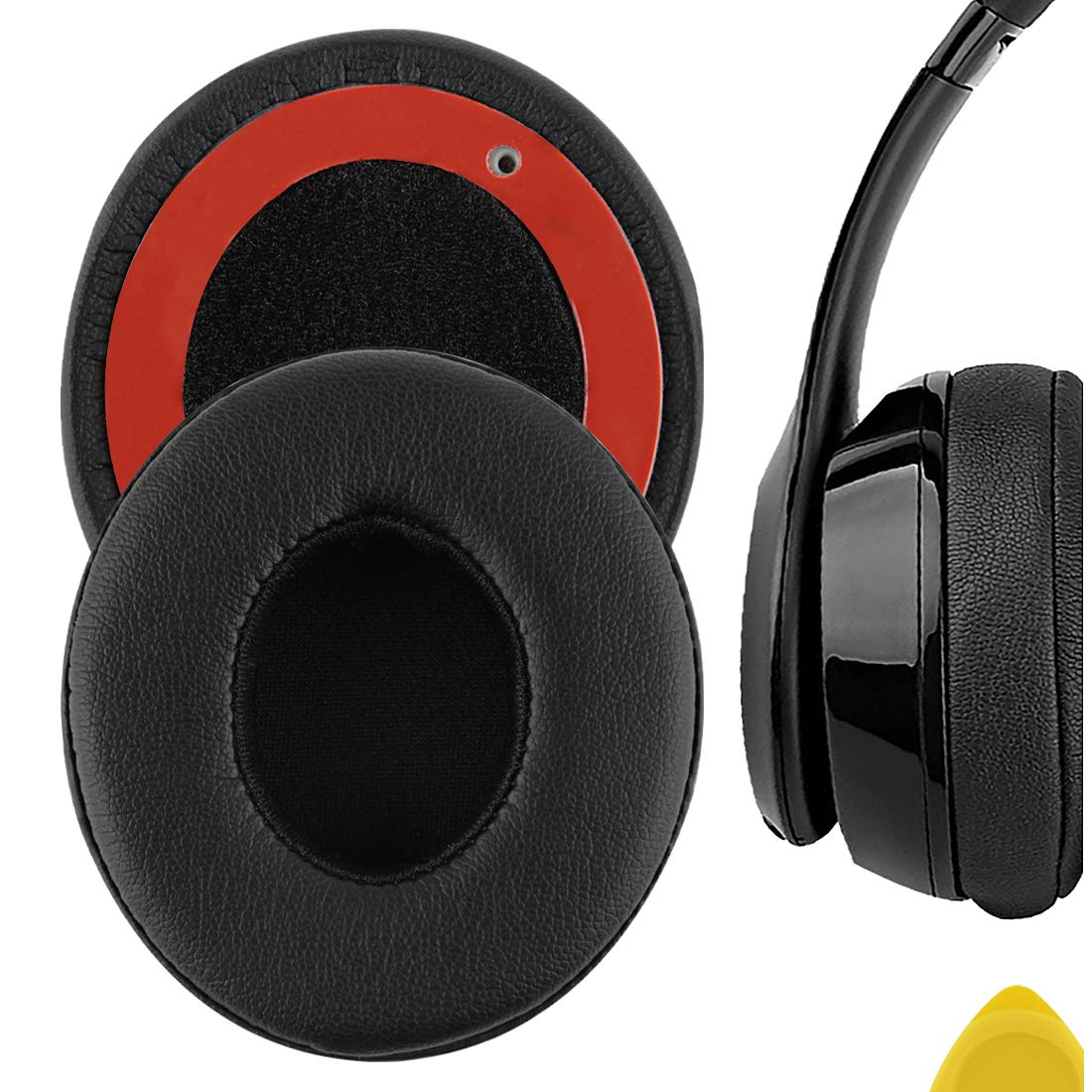 Geekria Replacement Ear Pads Compatible with Beats Solo 2 Wired (B0518) Headphones Ear Cushions, Repair Parts (Black)