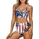 WHUVUMFY Women Two Piece Swimsuit High Waisted Push Up Bikini Sets Tummy Control Bathing Suit Plus Size Halter Swimwear S-2XL