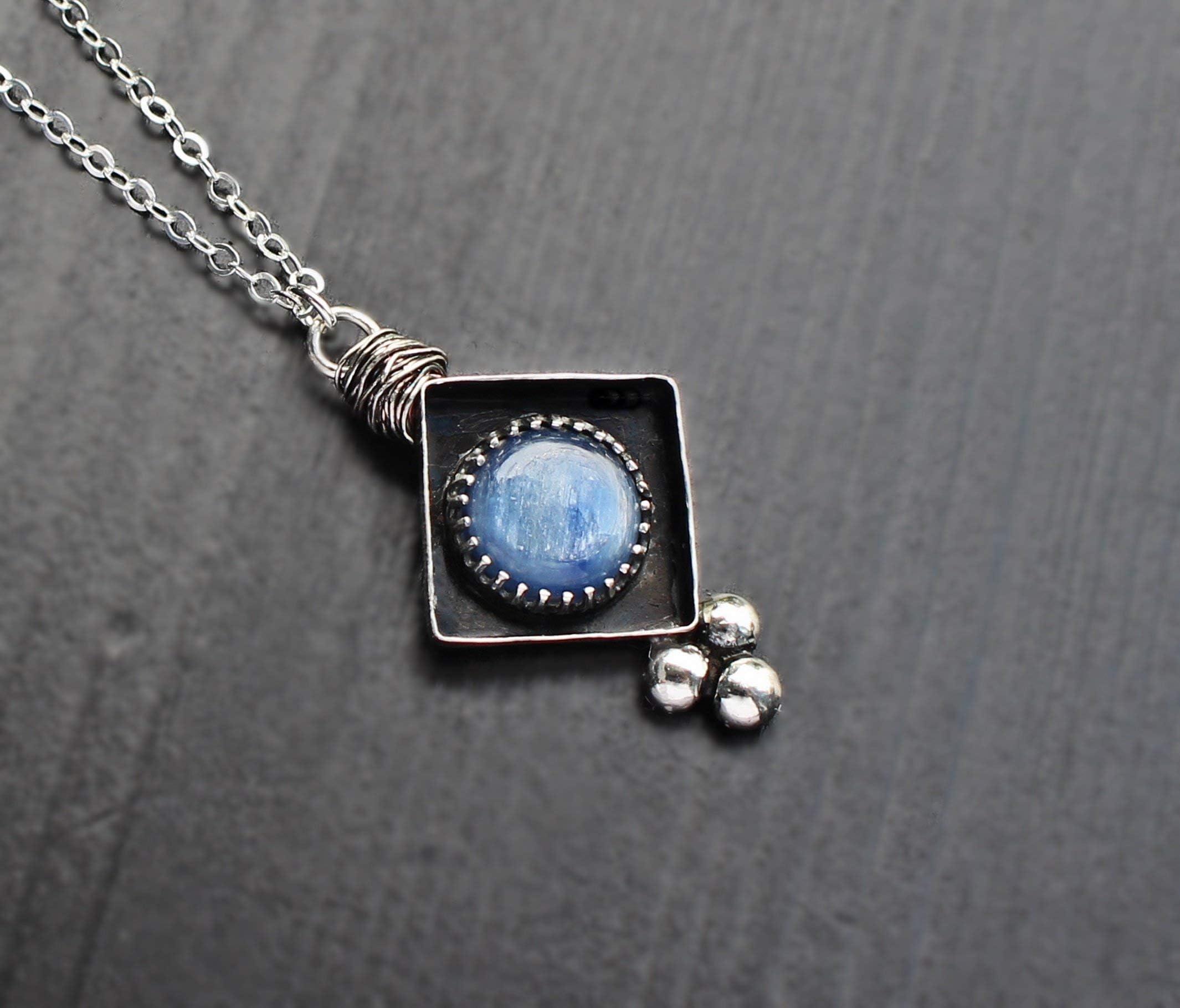 Kyanite Rustic Silver Boho Necklace