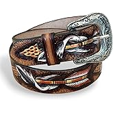 DANIEL'S ARTPLANET Men's Western Belt Floral 1.5” Wide Full Grain One Piece Leather Belt with Buckle Handmade Engraved Tooled