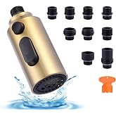 iVIGA Pull Down Faucet Sprayer Head Replacement, Gold 3 Function Pull Out Spray Head Nozzle with 9 Adapters for Kitchen Sink Faucet, American Standard for Moen Kohler Delta G1/2 Male Connector