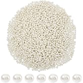 PH PandaHall 2300pcs Glass Pearl Bead 3mm Tiny Spacer Beads Round Loose Beads Pearl Imitation Beads for Earring Necklace Bracelet Waist Chain Hair Accessory Weeding Vail Gloves Dresses, 0.7~1.1mm Hole