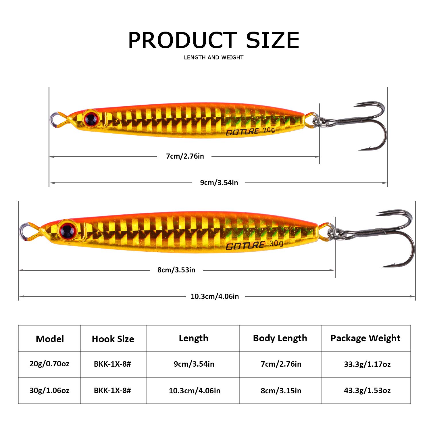 Goture Saltwater Lead Vertical Jigs, Artificial Bait Boat Fishing Lures Jigging Lures - 0.7oz Multi Colors Vertical Jigs, Pack of 6