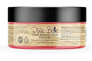 Dixie Belle Paint Company Chalk Finish Furniture Paint - Flamingo (4oz) - Matte Bright Coral Chic Chalk Mineral DIY Furniture Paint
