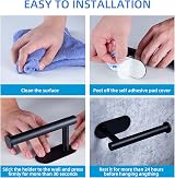 YUET Self Adhesive Matte Black Toilet Roll Holder SUS-304 Stainless Steel view 3