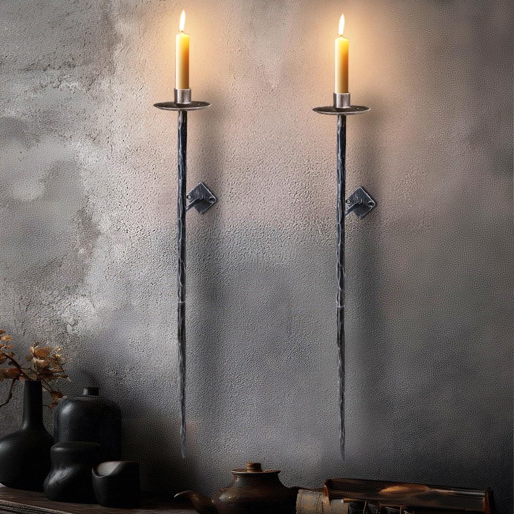 Photo 1 of *USED*
BEGINS Hand-Forged Wall Candle Sconces Set of Two, Black Metal Wall Candle Holders, Decor for Bedroom, Dining Room, Living Room, Entryway, Stair Corner