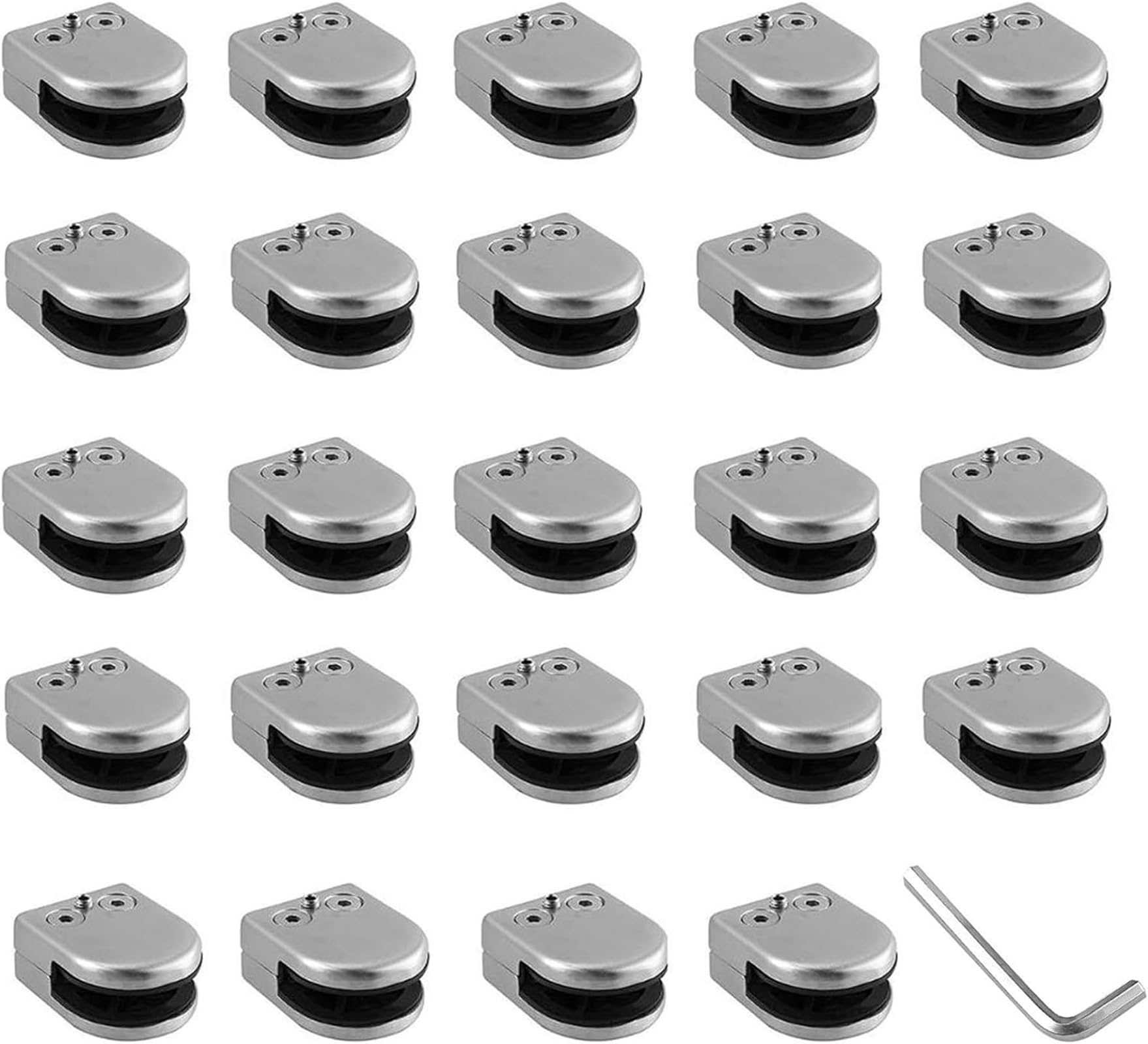uyoyous 24 pieces stainless steel glass clamp holder, glass holder, stainless steel glass clamps, 304 stainless steel glass holder, glass clamps, flat back for balustrade stairs, handrail 6-8 mm