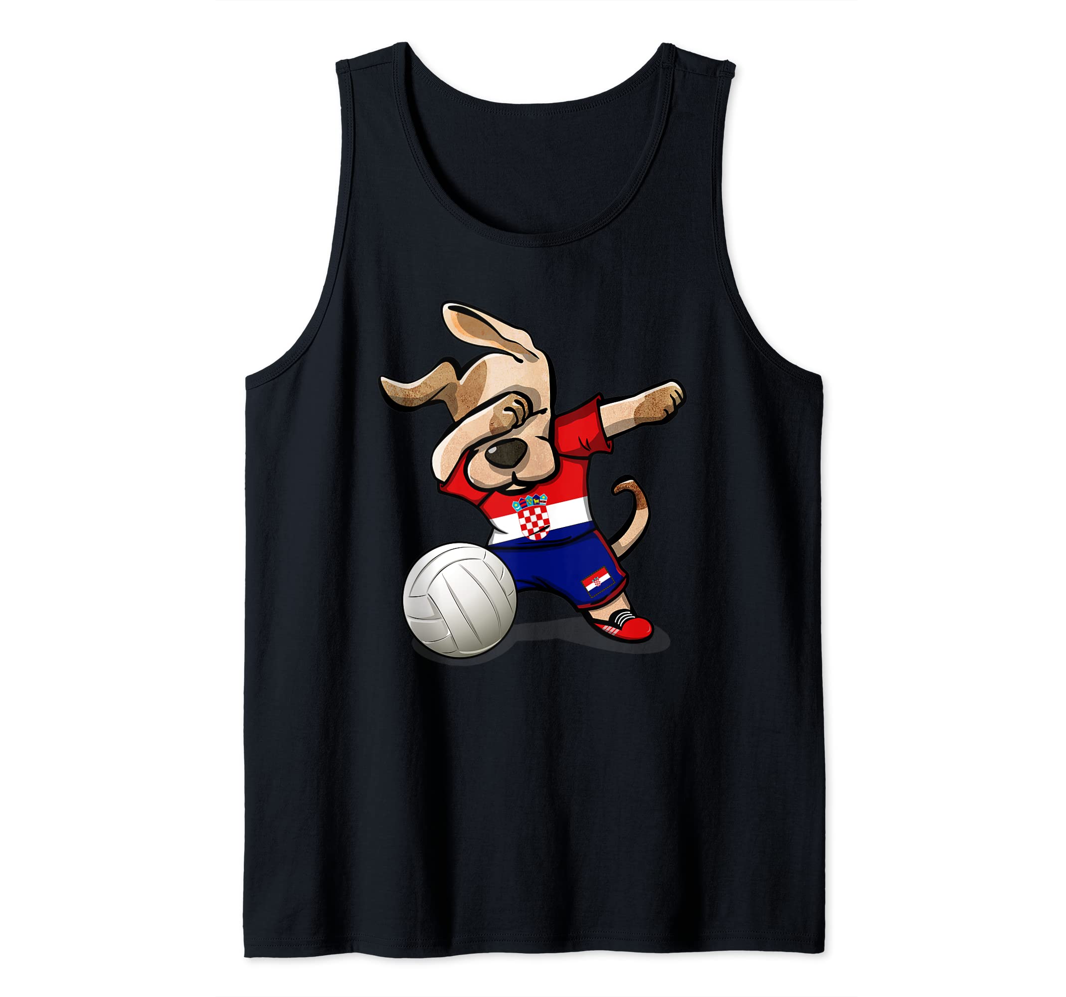 Dabbing Dog Proud Croatia Volleyball Lovers Croatian Flag Tank Top