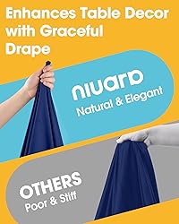 Niuara Navy Blue Fabric Rectangle Table Cloth - 6